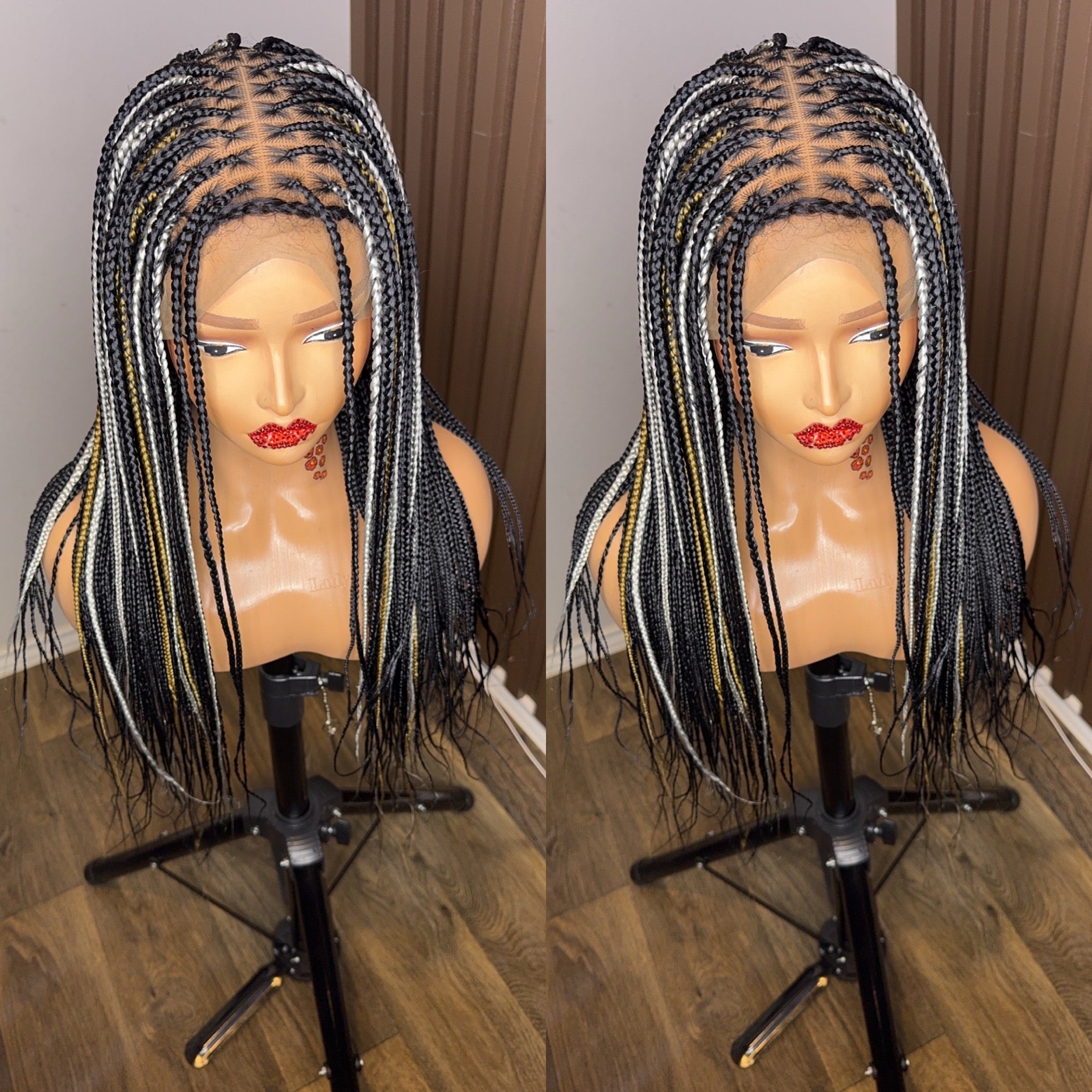 22 inches highlights knotless braided wig
