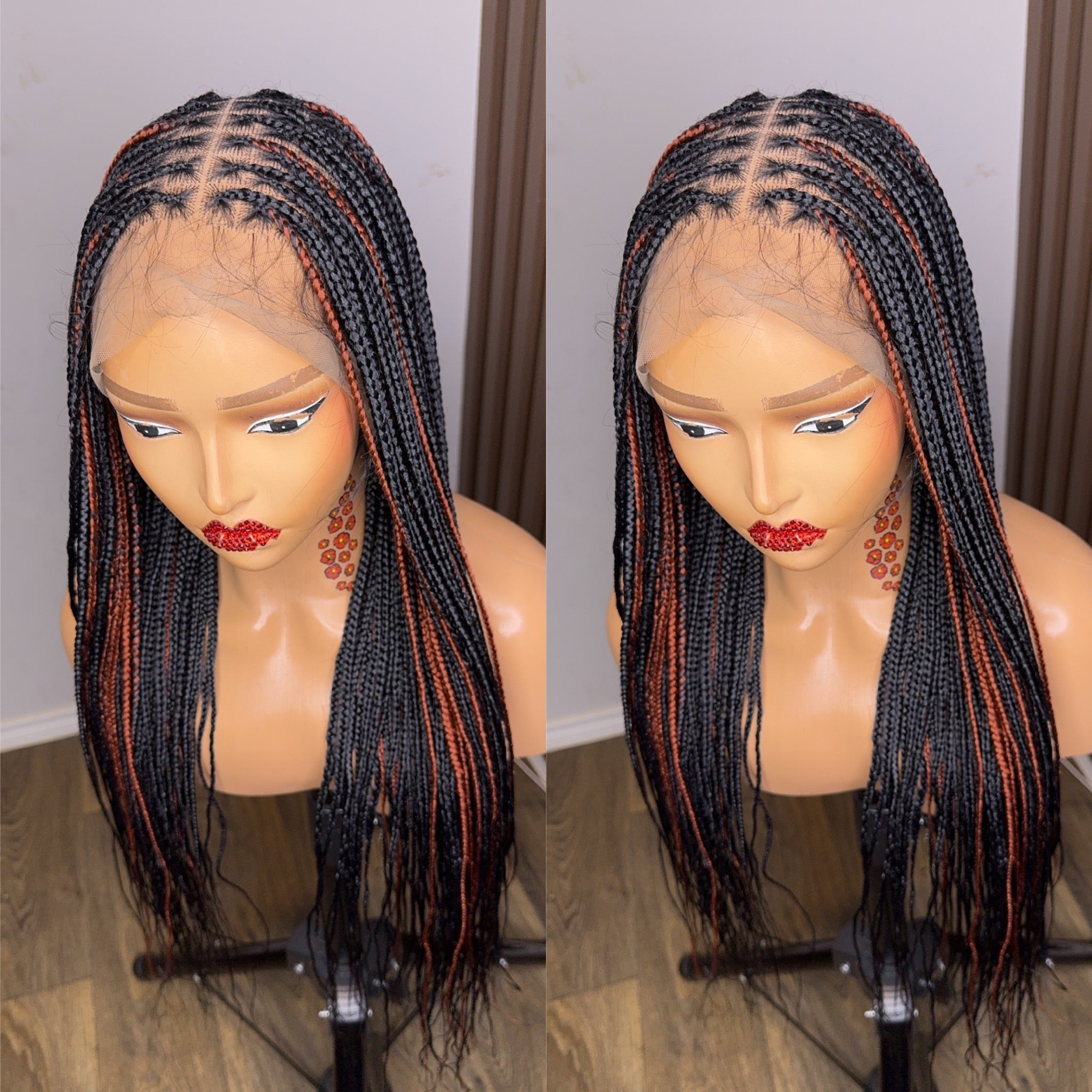 22inches black and brown knotless braids