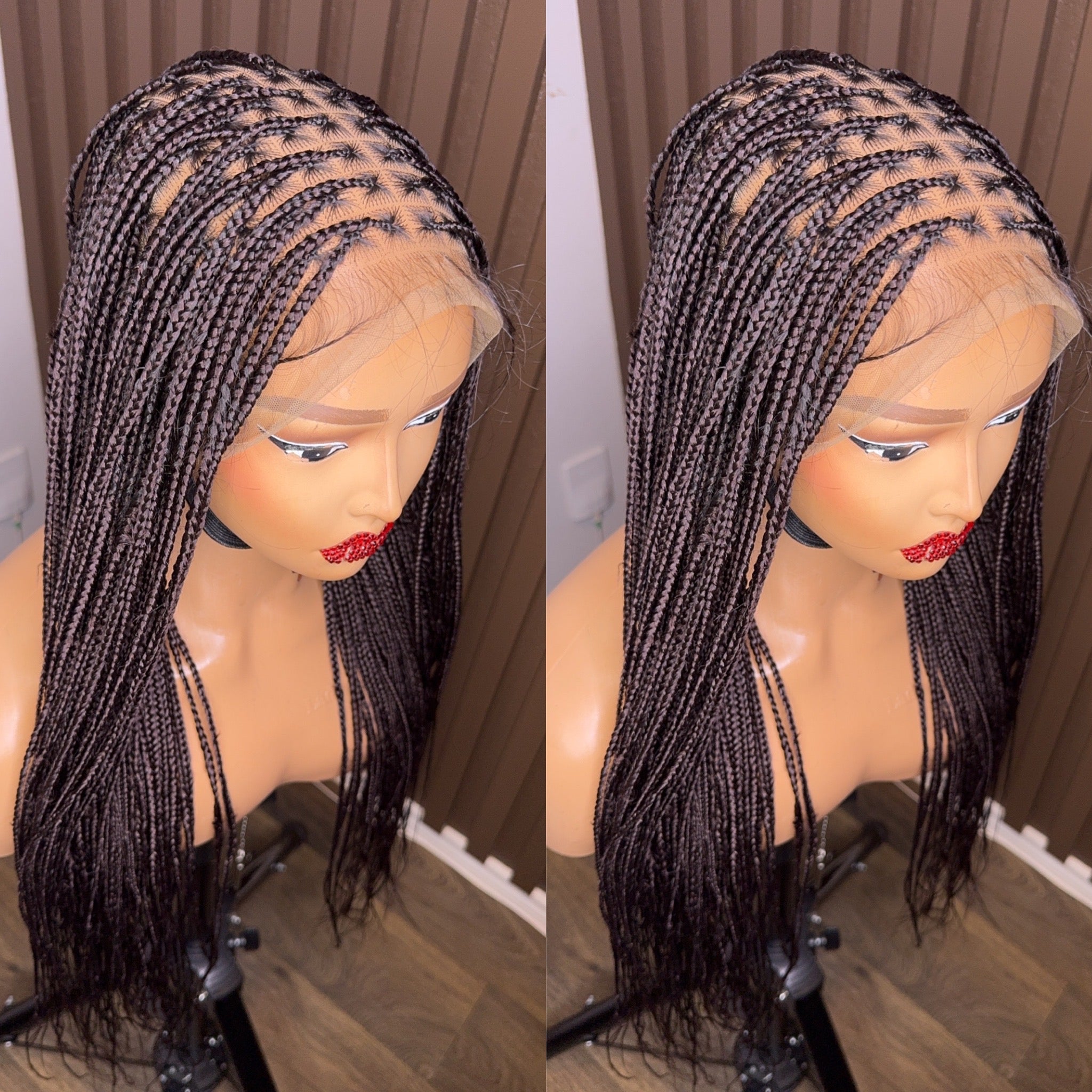 22 inches brown knotless braids