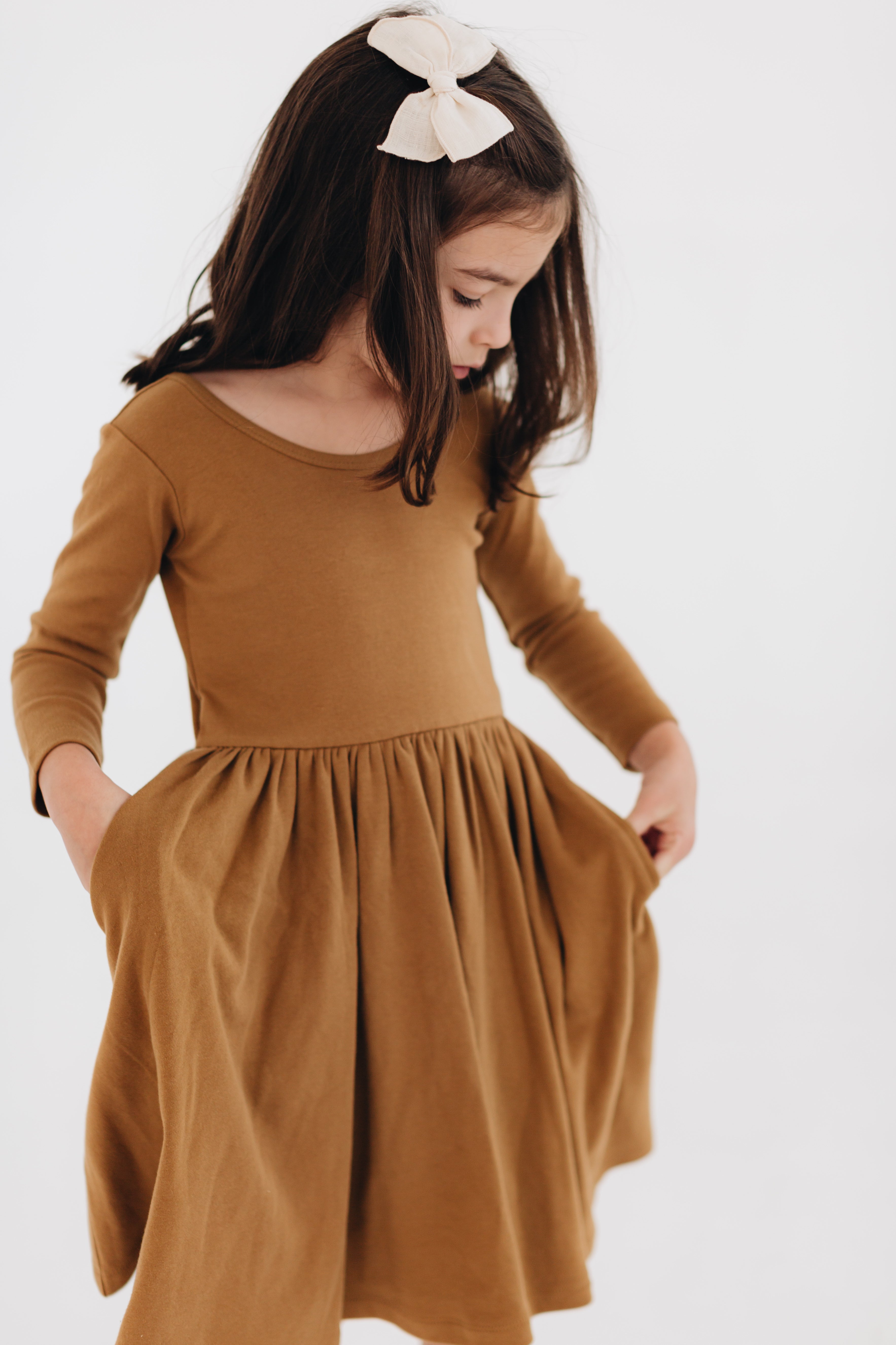 3/4 Sleeve Twirl Dress in Burro Brown