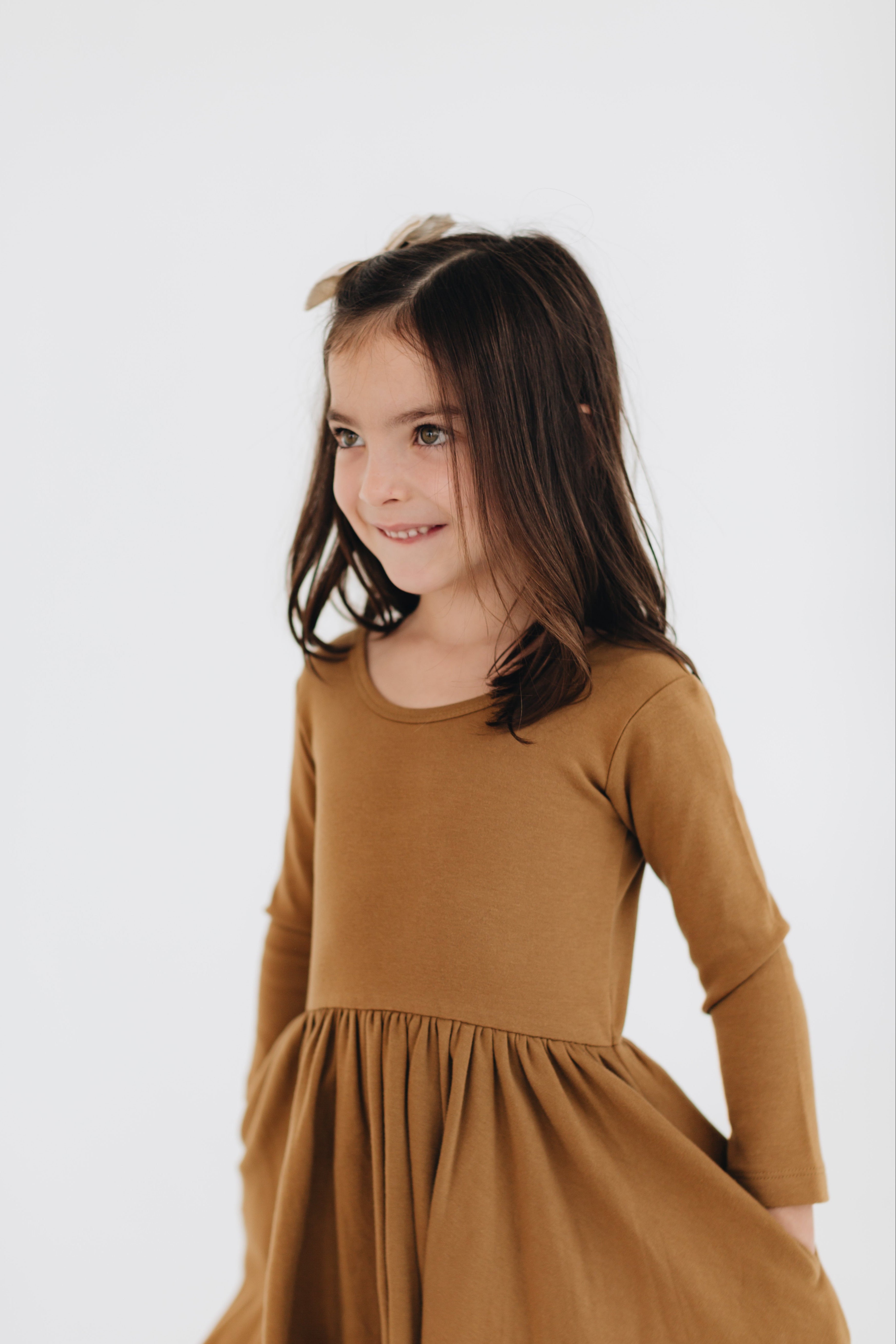 3/4 Sleeve Twirl Dress in Burro Brown