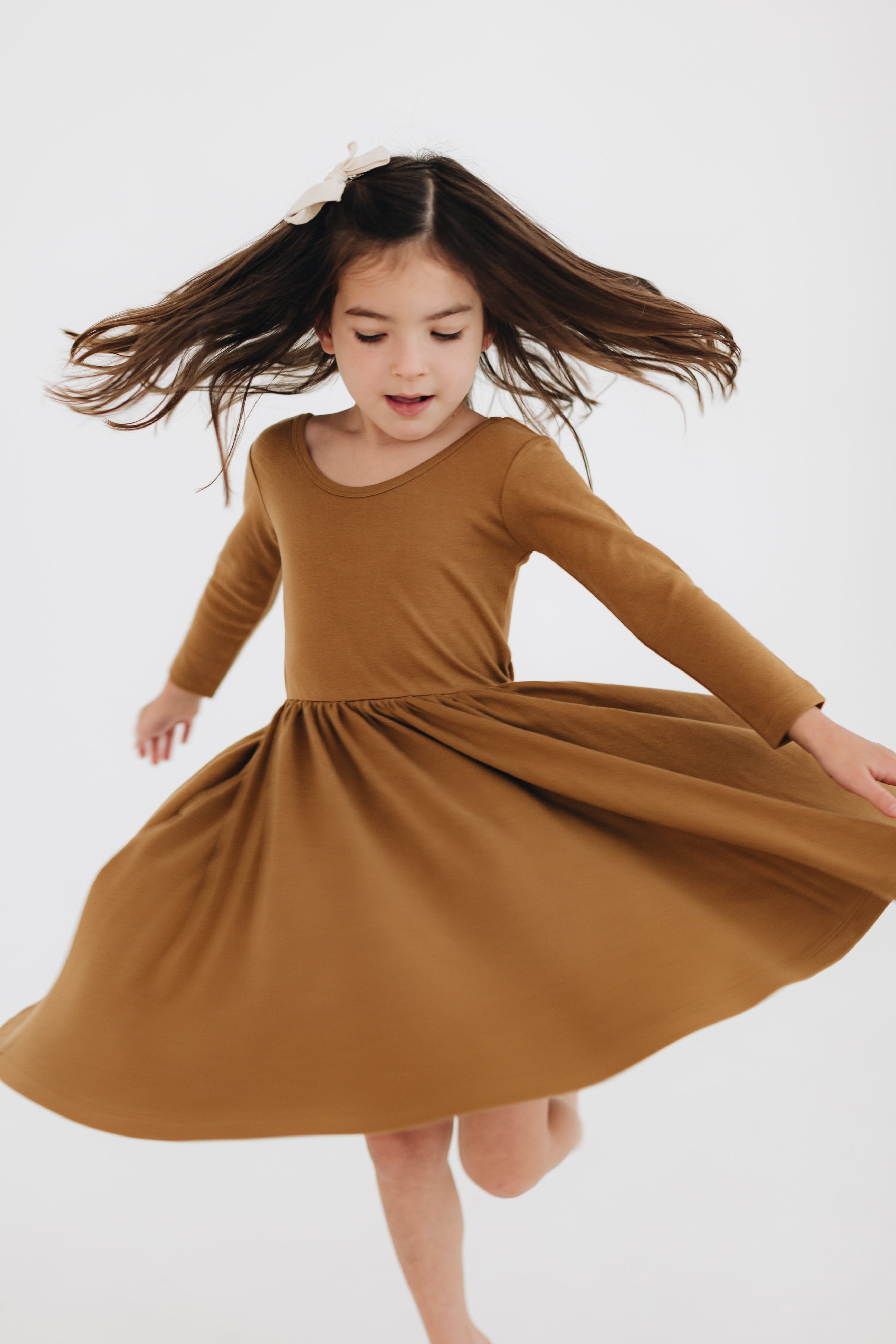 3/4 Sleeve Twirl Dress in Burro Brown