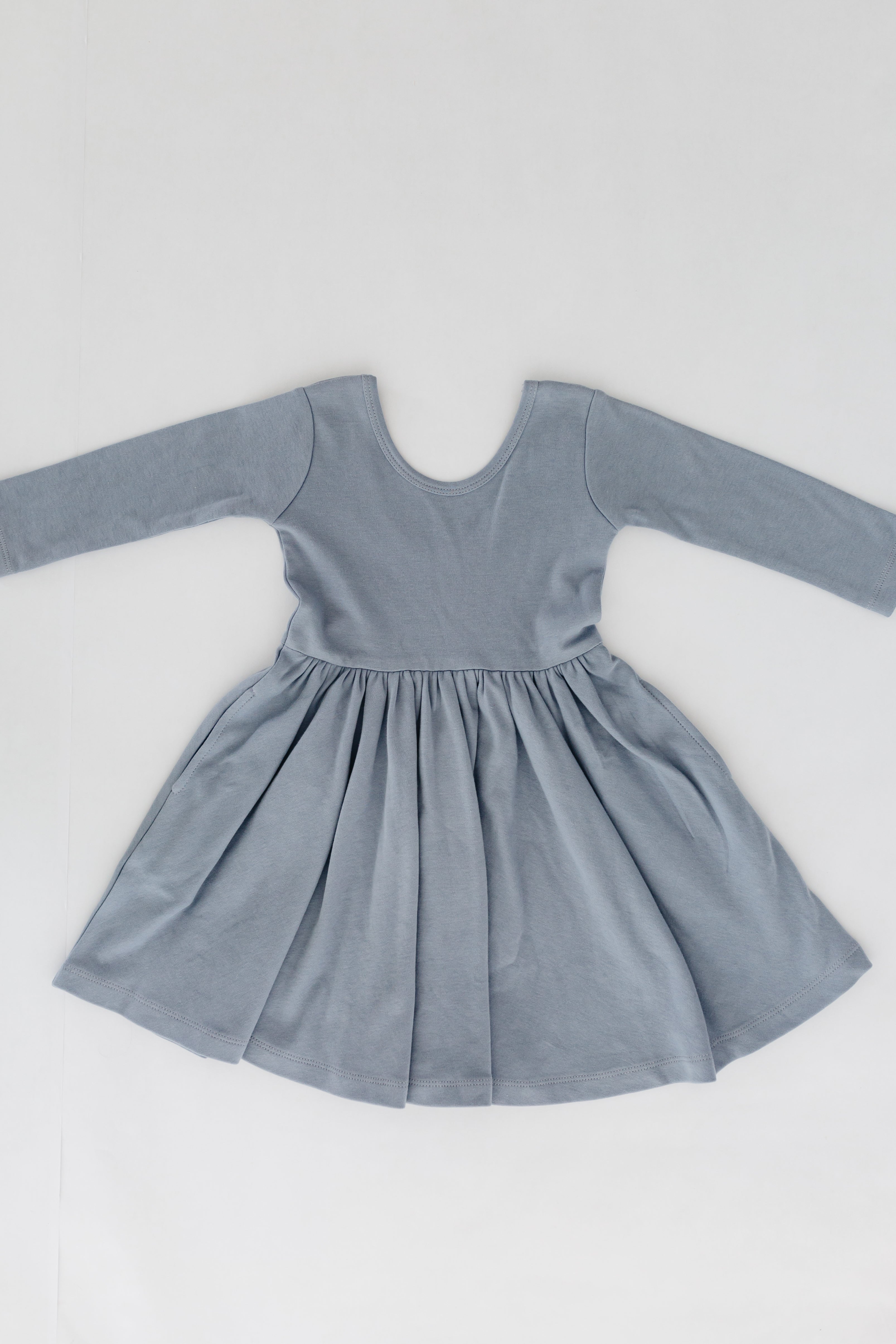3/4 Sleeve Twirl Dress in Dusty Blue