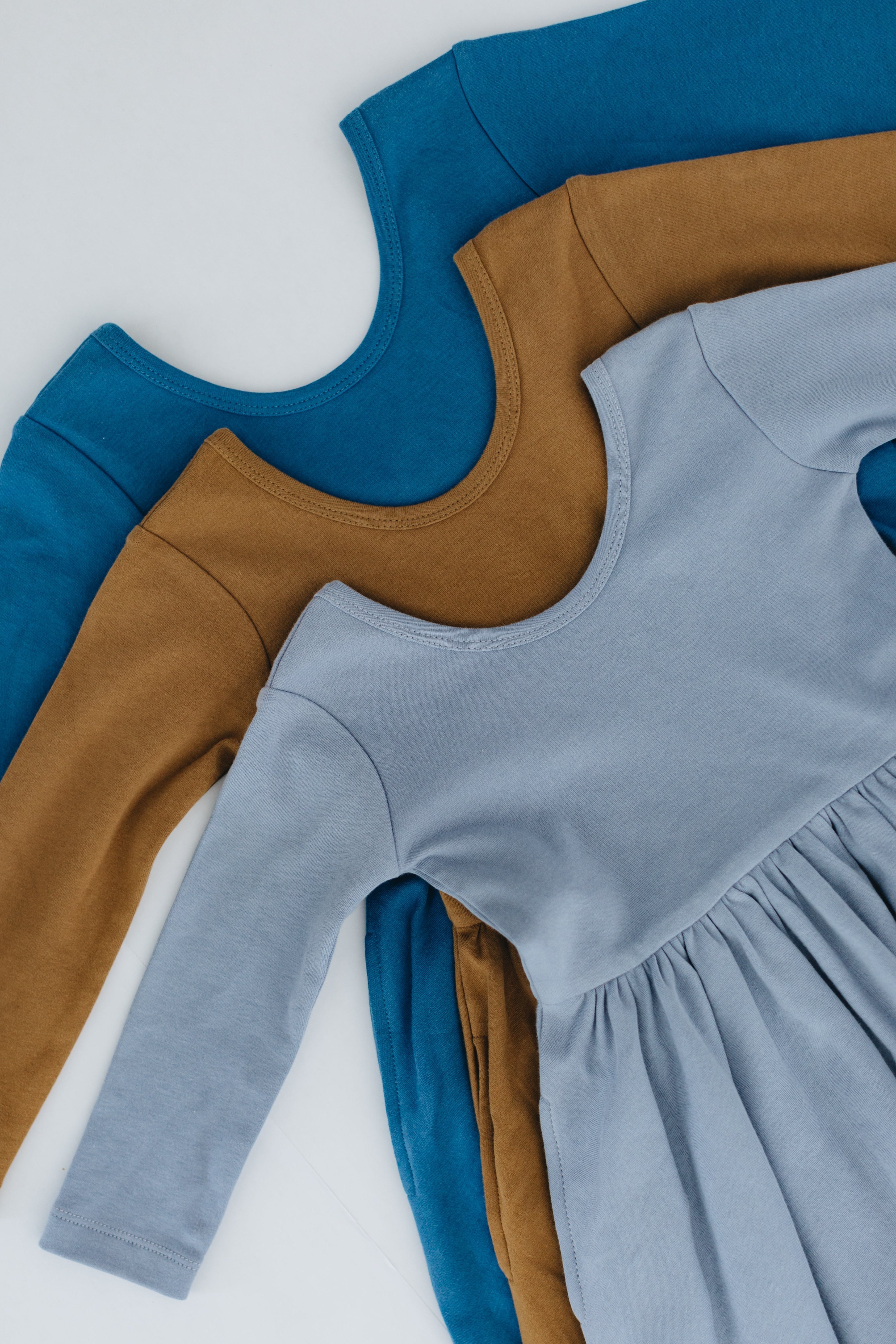 3/4 Sleeve Twirl Dress in Dusty Blue