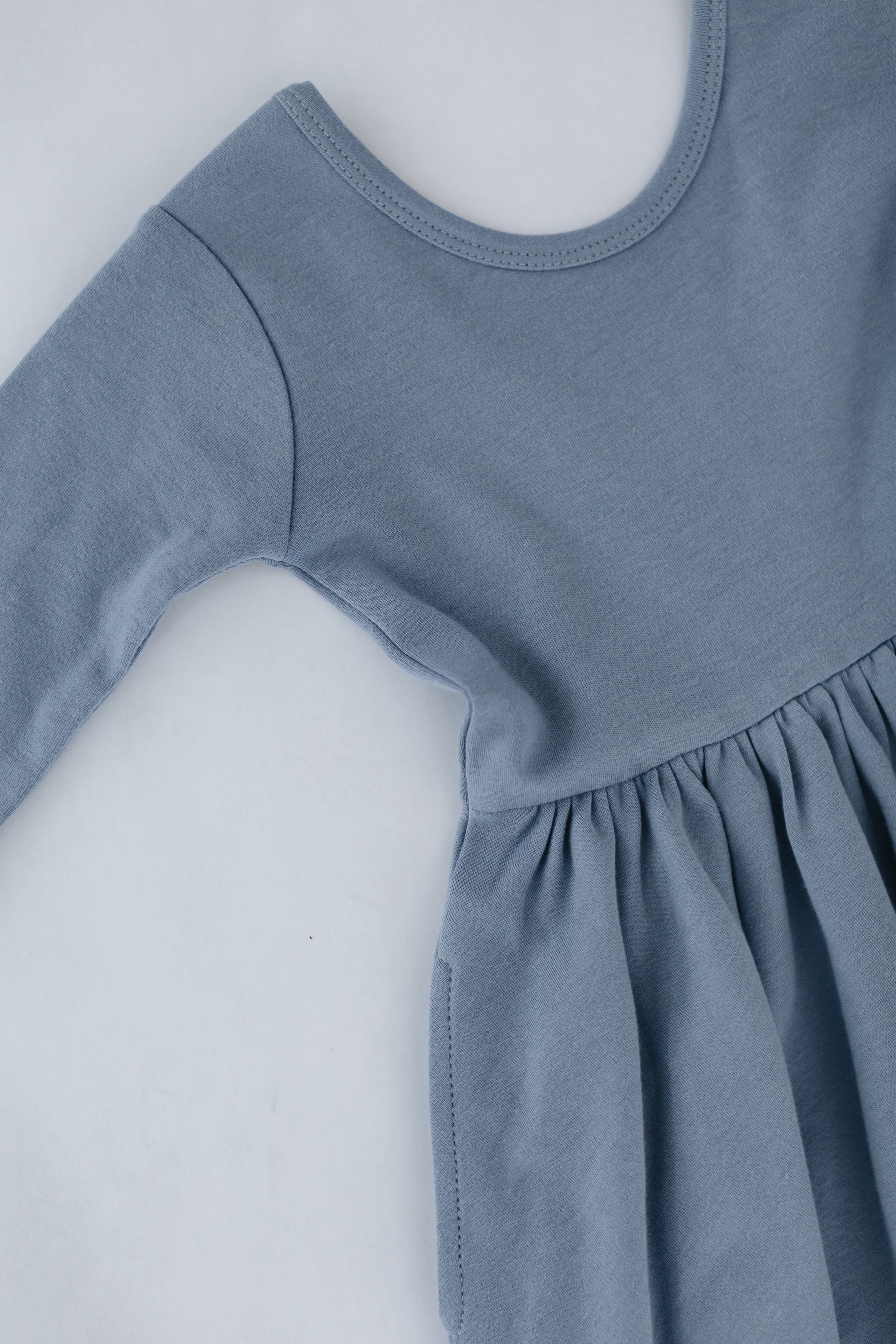 3/4 Sleeve Twirl Dress in Dusty Blue